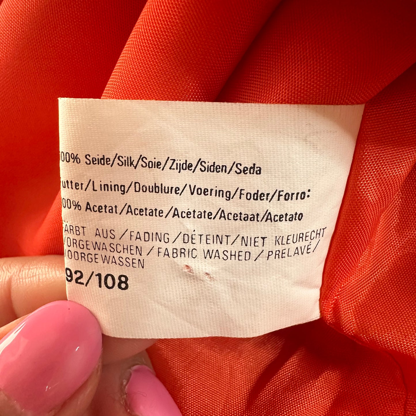 Vintage Orange Silk Dress - size M