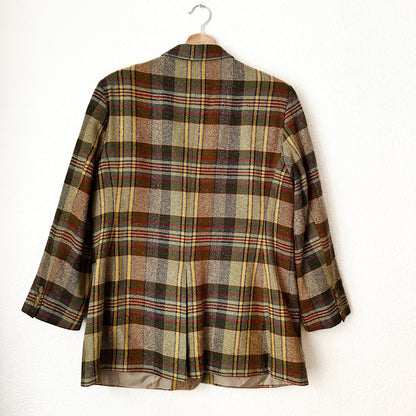 Vintage Silk Plaid Blazer - size L