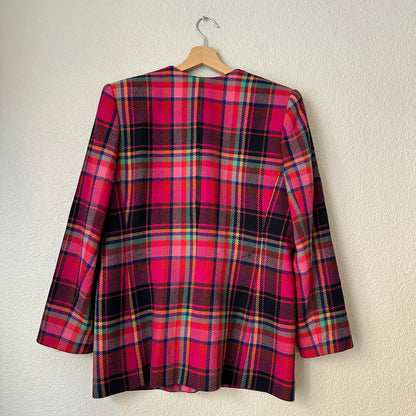 Vintage Pink Plaid Wool Jacket - size US12