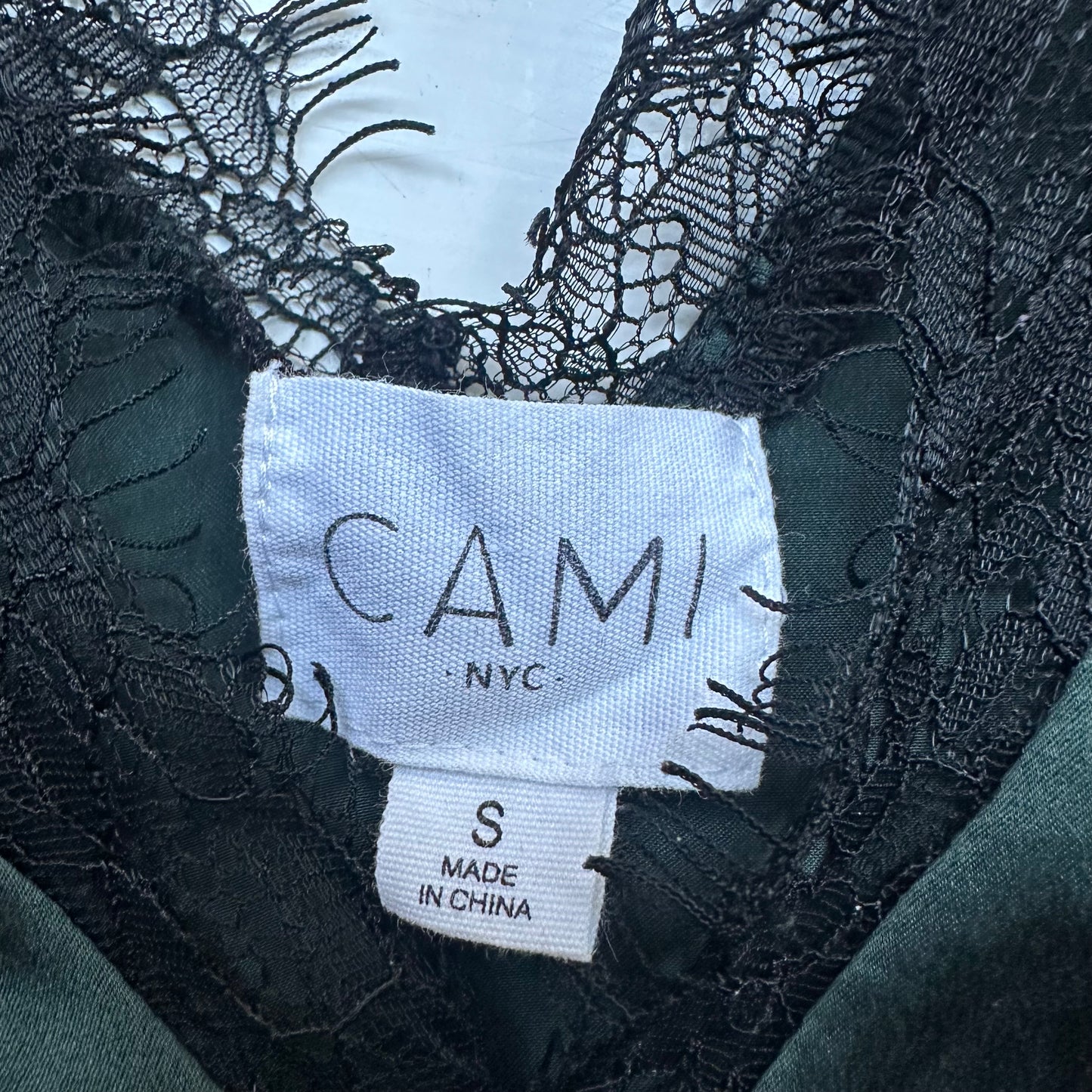 Lace Trim Silm Silk Top - size S