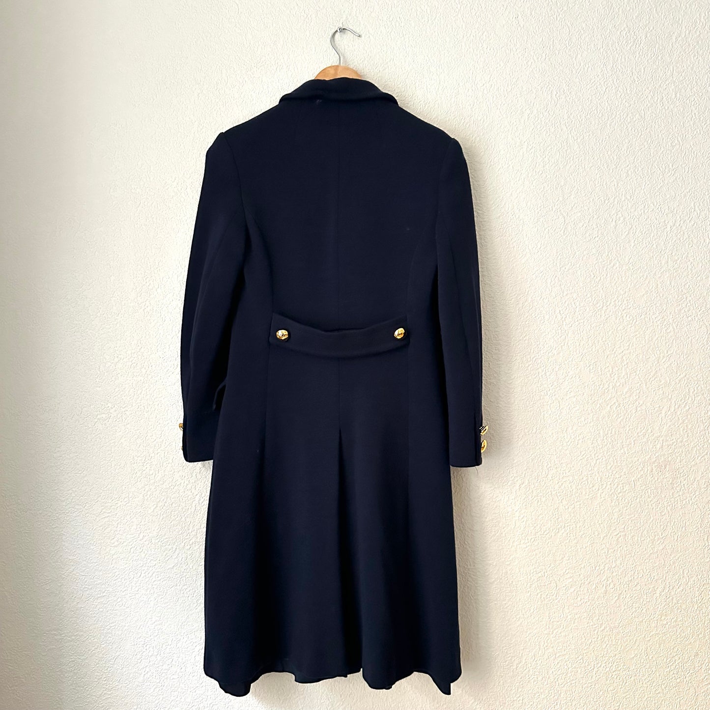 Vintage Navy Blue Wool Coat - size XS