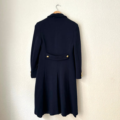 Vintage Navy Blue Wool Coat - size XS