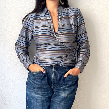 Vintage Silk Wrap Top - size S