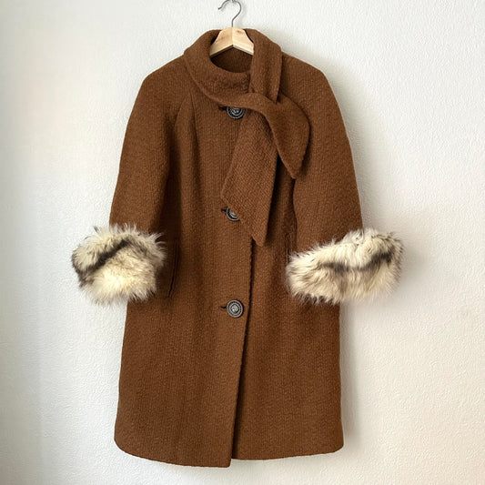 Vintage 60s Coat - Real Fur cuffs