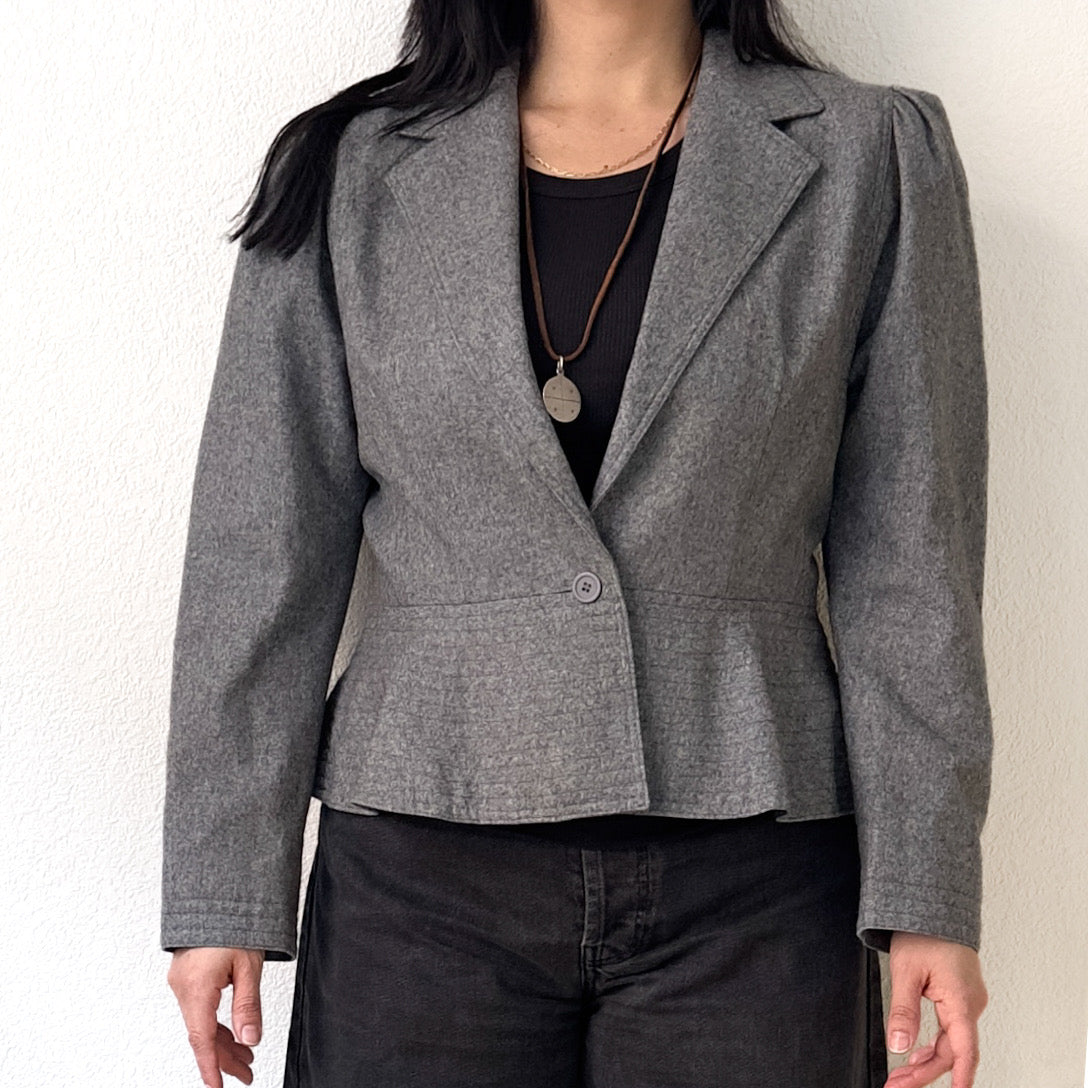 Vintage Gray Peplum Blazer - size M