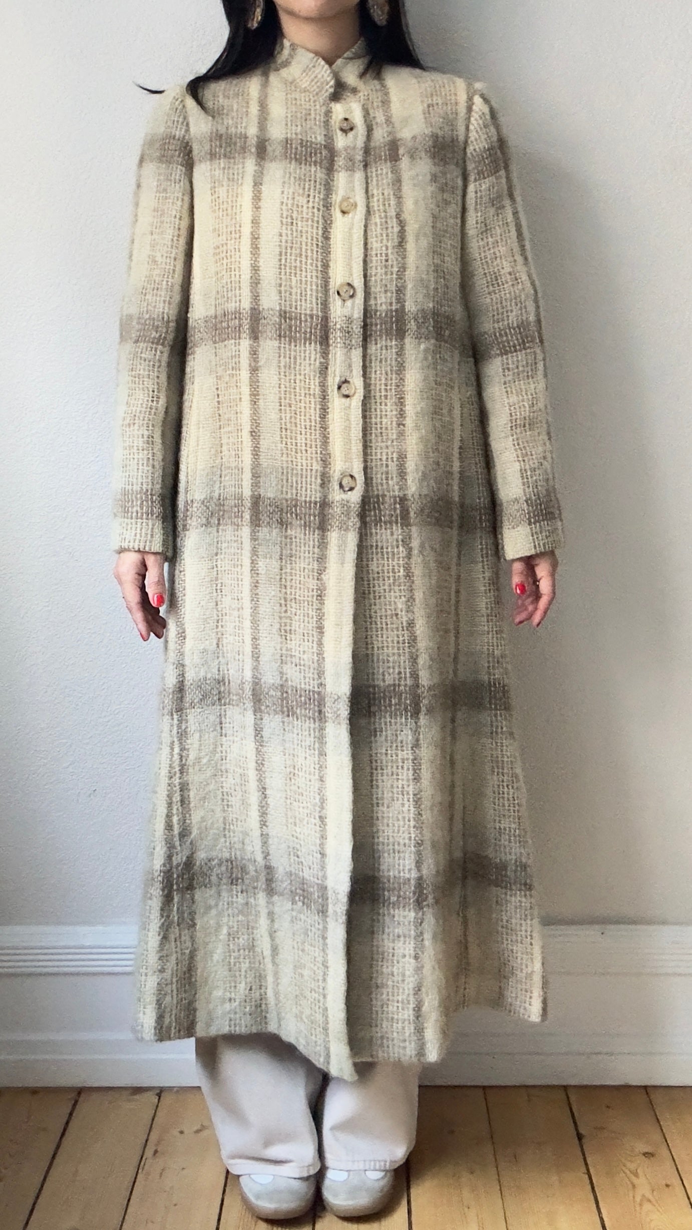 Vintage Mohair Maxi Coat - Donegal Design - size M