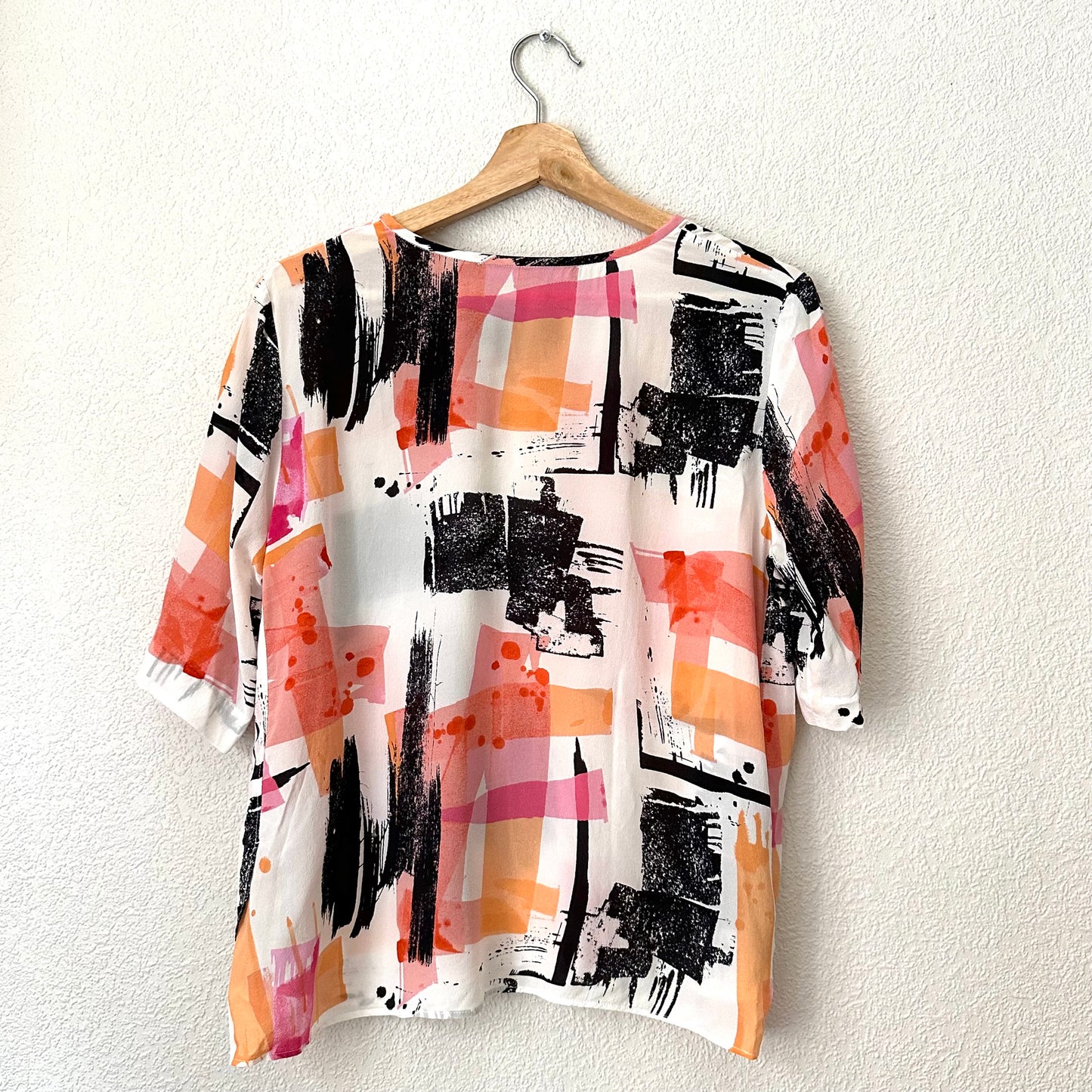 Abstract Print Silk T-Shirt