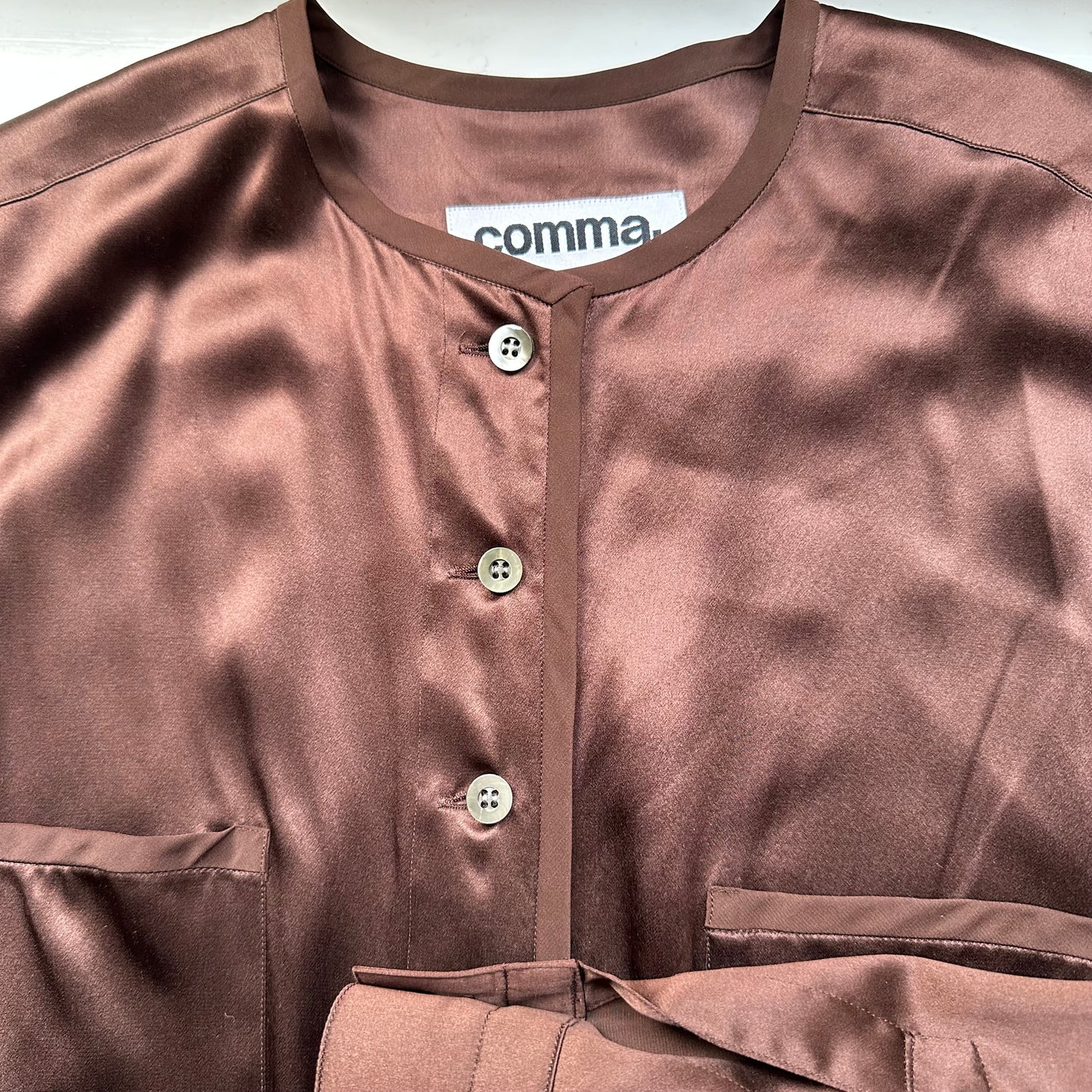 Brown Silk Polo Shirt, size S-M