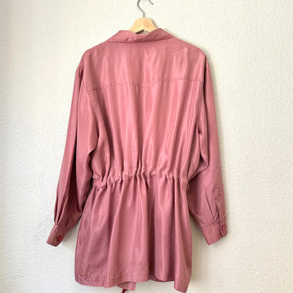 Vintage Dusty Pink Silk Jacket - size L