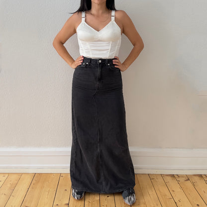 Upcycled Denim Maxi Skirt 18 - Black - Size S-M