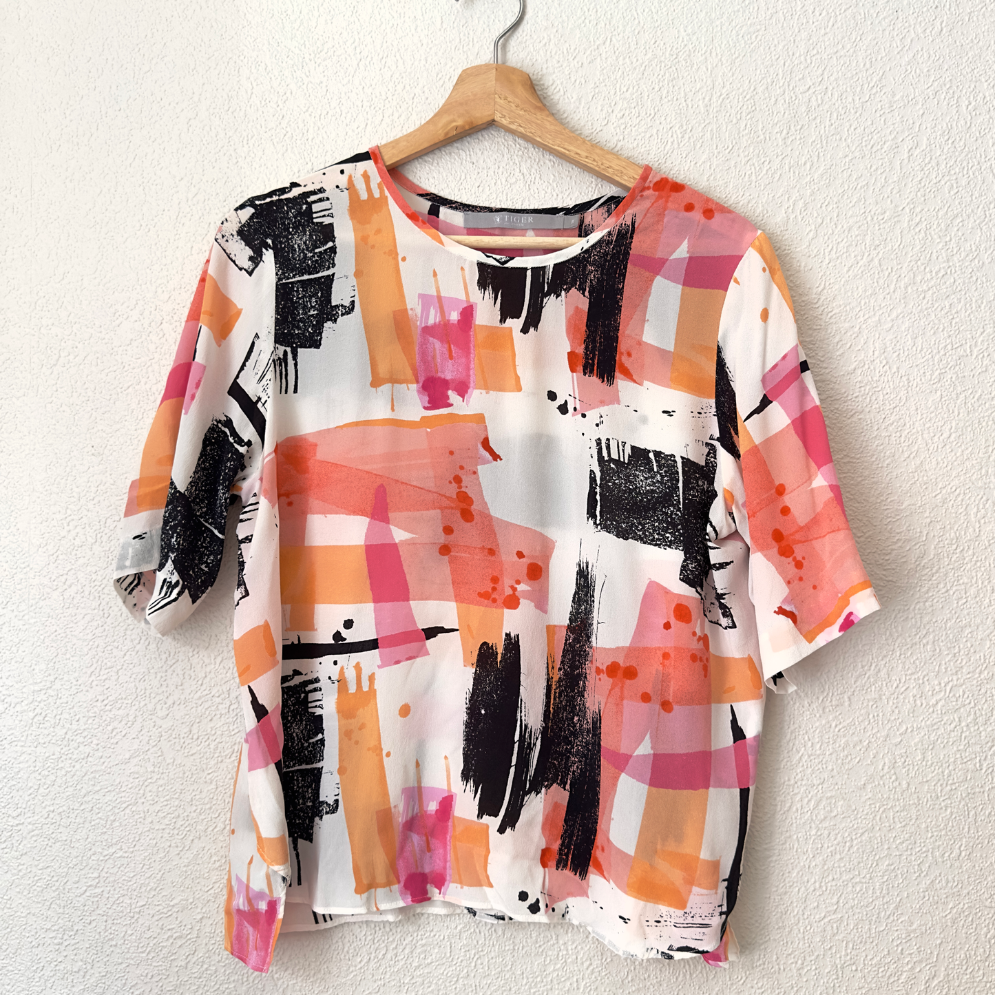 Abstract Print Silk T-Shirt