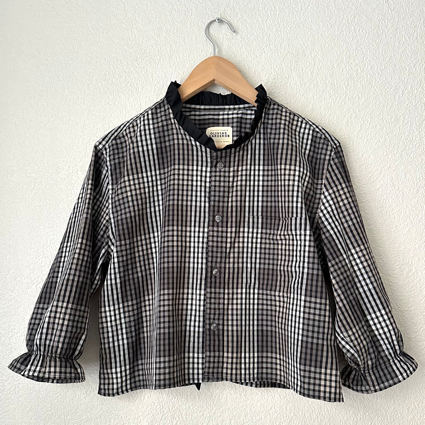 Plaid Open Back Black Bows - Upcycled Men’s Shirt 49 - M,L, Cotton