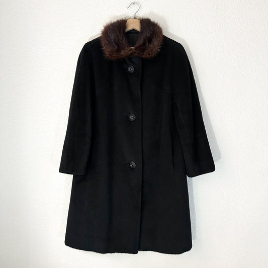 Vintage Llama Coat - S - Real Fur Collar