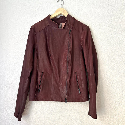 Burgundy Leather Jacket - size S-M