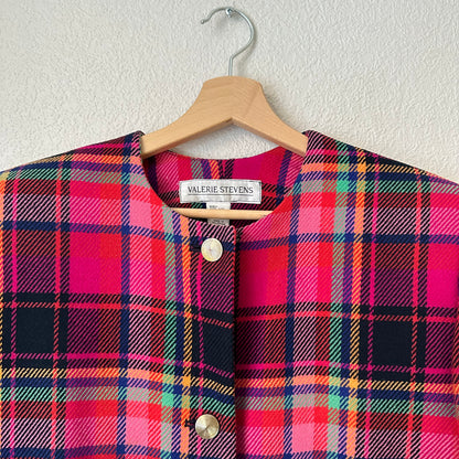 Vintage Pink Plaid Wool Jacket - size US12