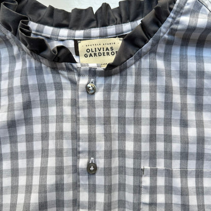 Gray Plaid Open Back - Upcycled Men’s Shirt 56 - M,L, Cotton