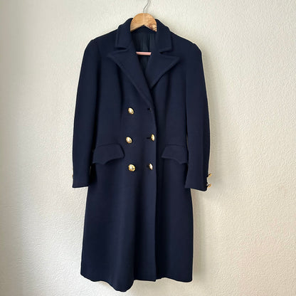 Vintage Navy Blue Wool Coat - size XS