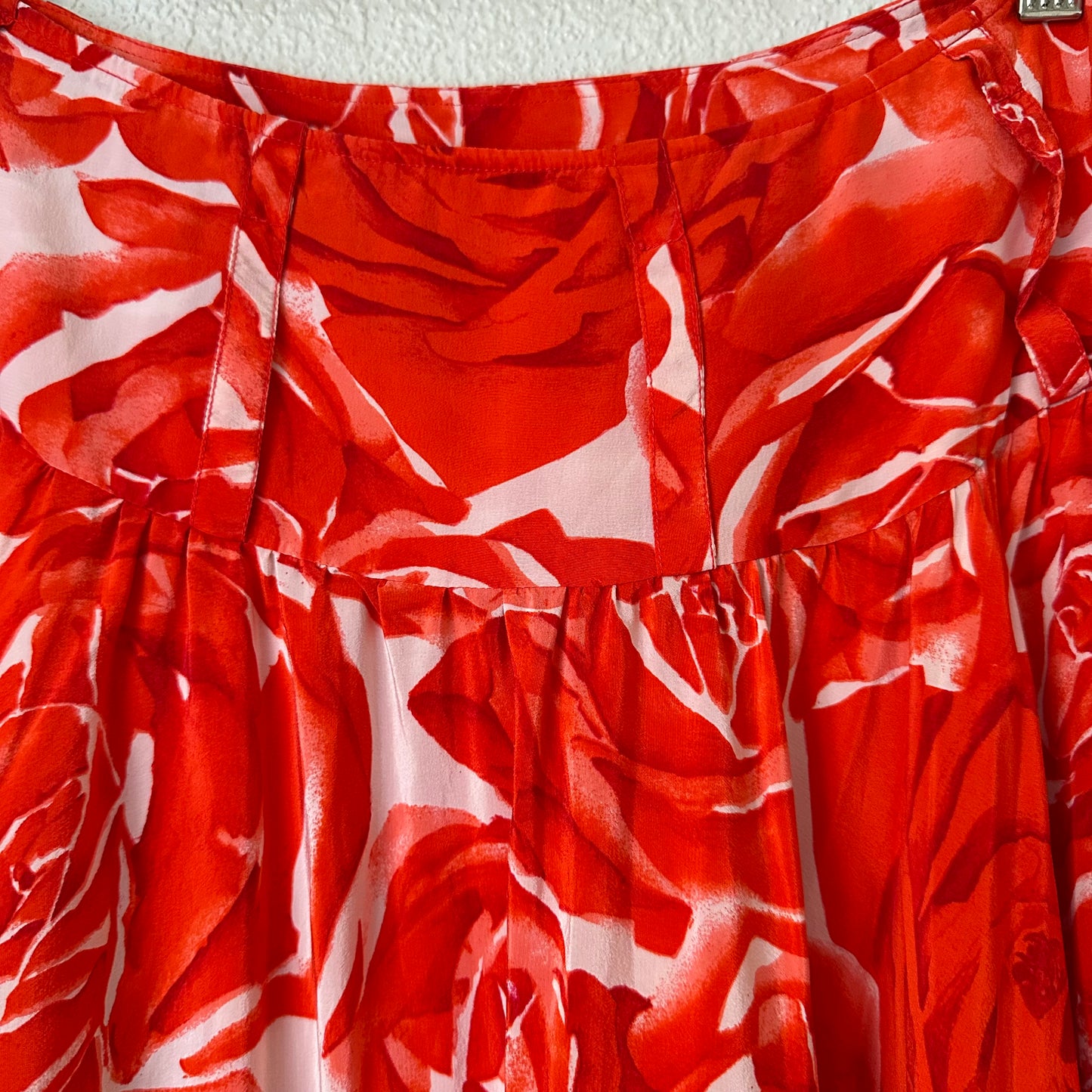 Vintage Floral Silk Set - cropped blouse + Full Skirt - size M