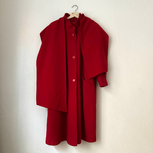 Vintage Red Scarf Coat, size S-L