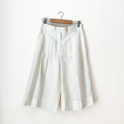 Vintage White Linen Blend Bermuda Shorts - Size S-M