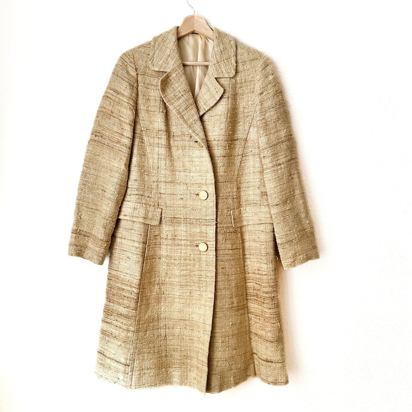 Vintage Cream Raw Silk Coat - size M