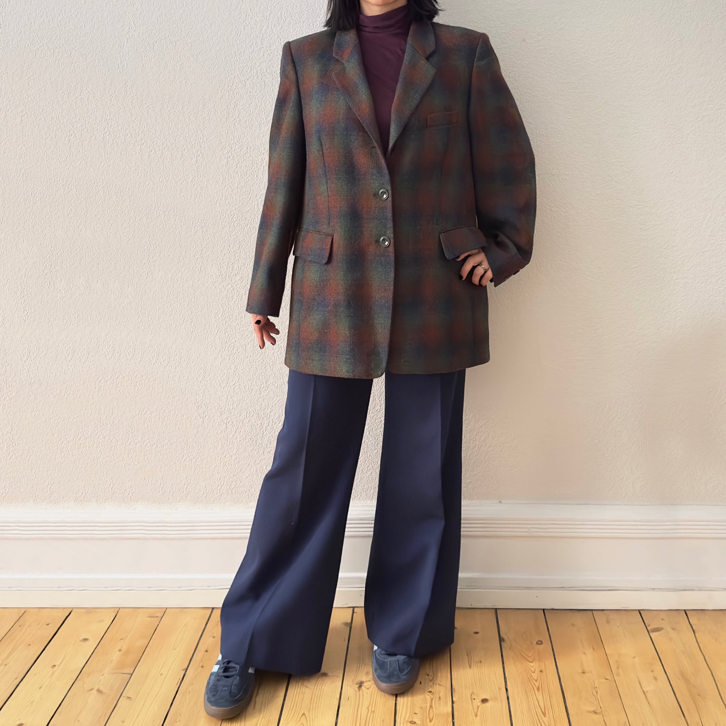 Multicolor Plaid Wool Blazer - EU46