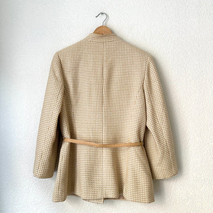 Vintage Beige Wool Belted Jacket - size 40