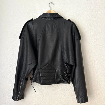 Vintage Leather Biker Jacket - size M