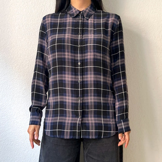 Plaid Silk Shirt - size S
