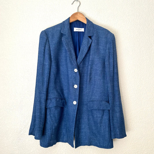 Blue Silk Linen Blazer - size M