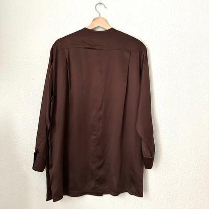 Brown Silk Polo Shirt, size S-M