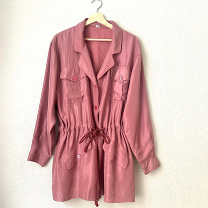 Vintage Dusty Pink Silk Jacket - size L