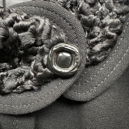 Vintage Black Coat - M - Astrakhan Collar