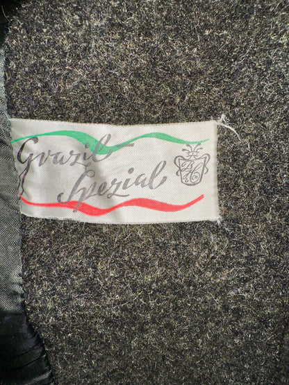 Vintage Green Coat - Real fur details, Size S-M