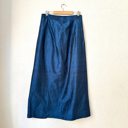 Vintage Blue Raw Silk Skirt - size S