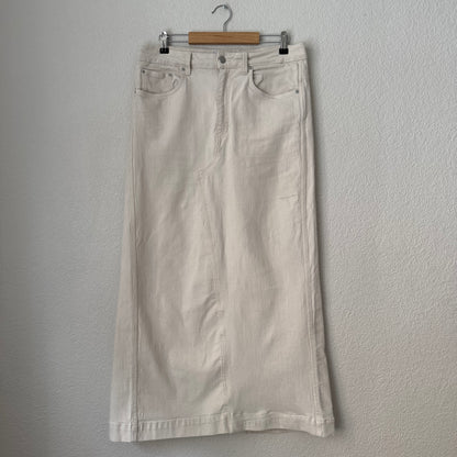 Upcycled Denim Maxi Skirt 15 - Ecru - Size M-L