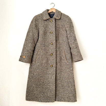 Vintage Pure Wool Tweed Coat - size S