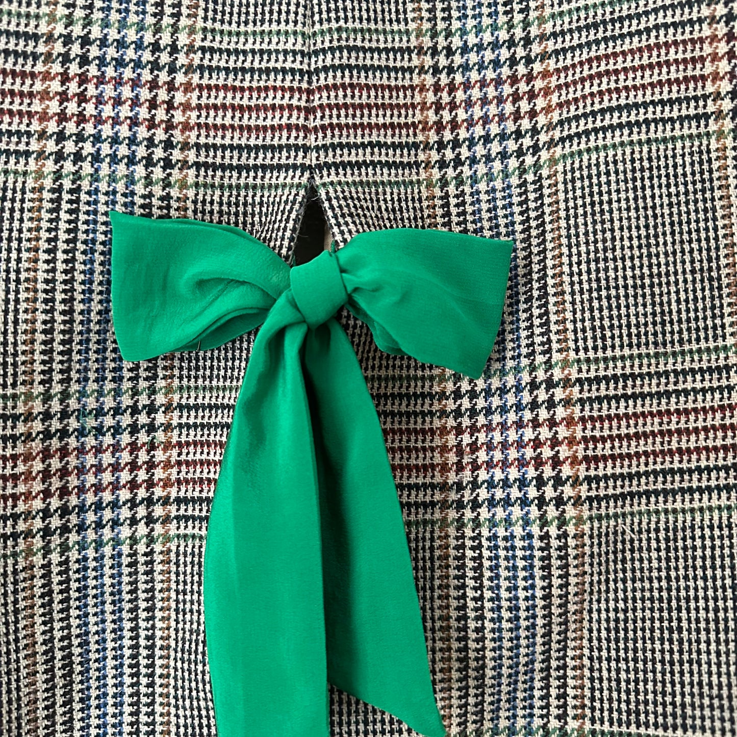 Upcycled Bow Blazer Plaid Houndstooth, size L, Wool
