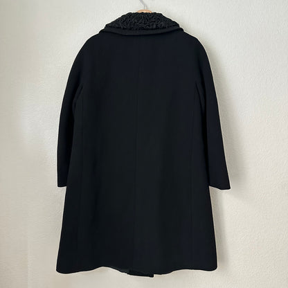 Vintage Black Coat - M - Astrakhan Collar