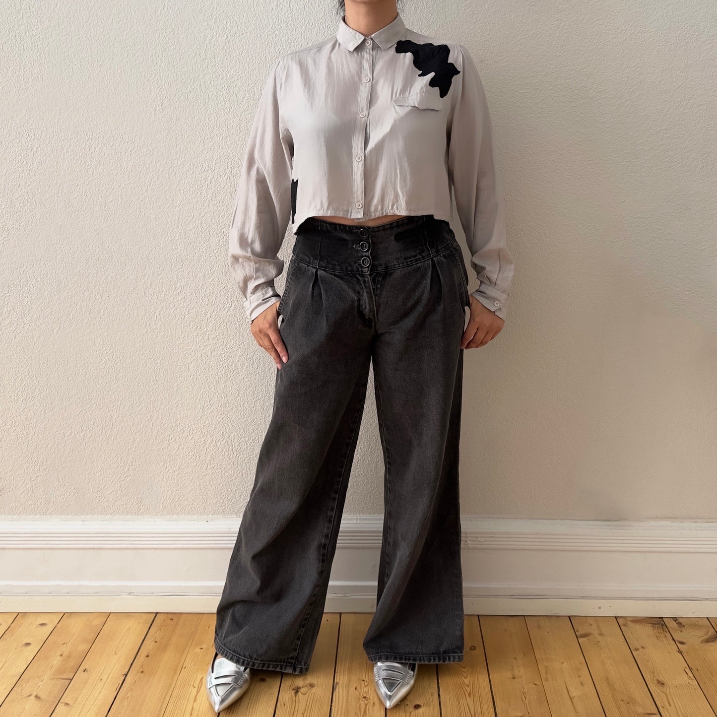 Upcycled Shirt - Vintage Silk, Gray