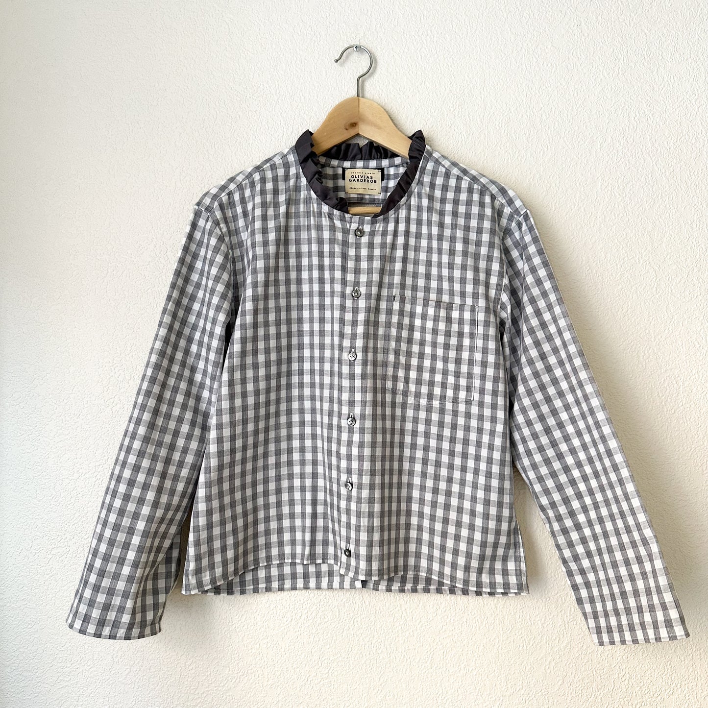 Gray Plaid Open Back - Upcycled Men’s Shirt 56 - M,L, Cotton