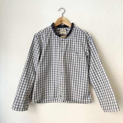 Gray Plaid Open Back - Upcycled Men’s Shirt 56 - M,L, Cotton