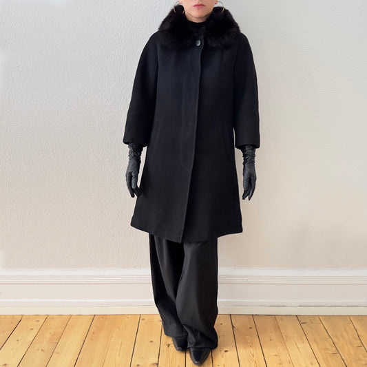 Vintage Real Fur Collar Coat - size S