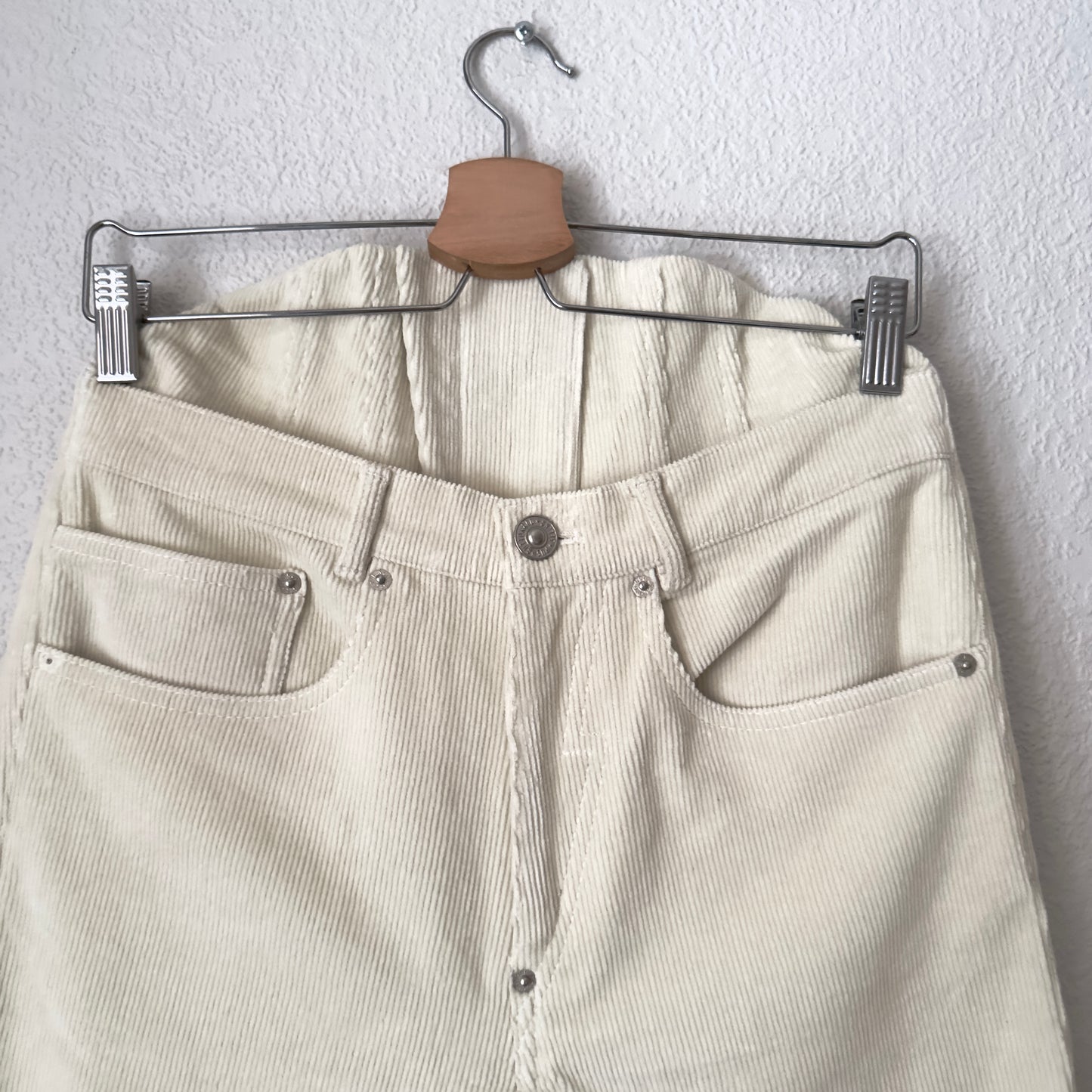Bustier Detail Corduroy Cream Trousers