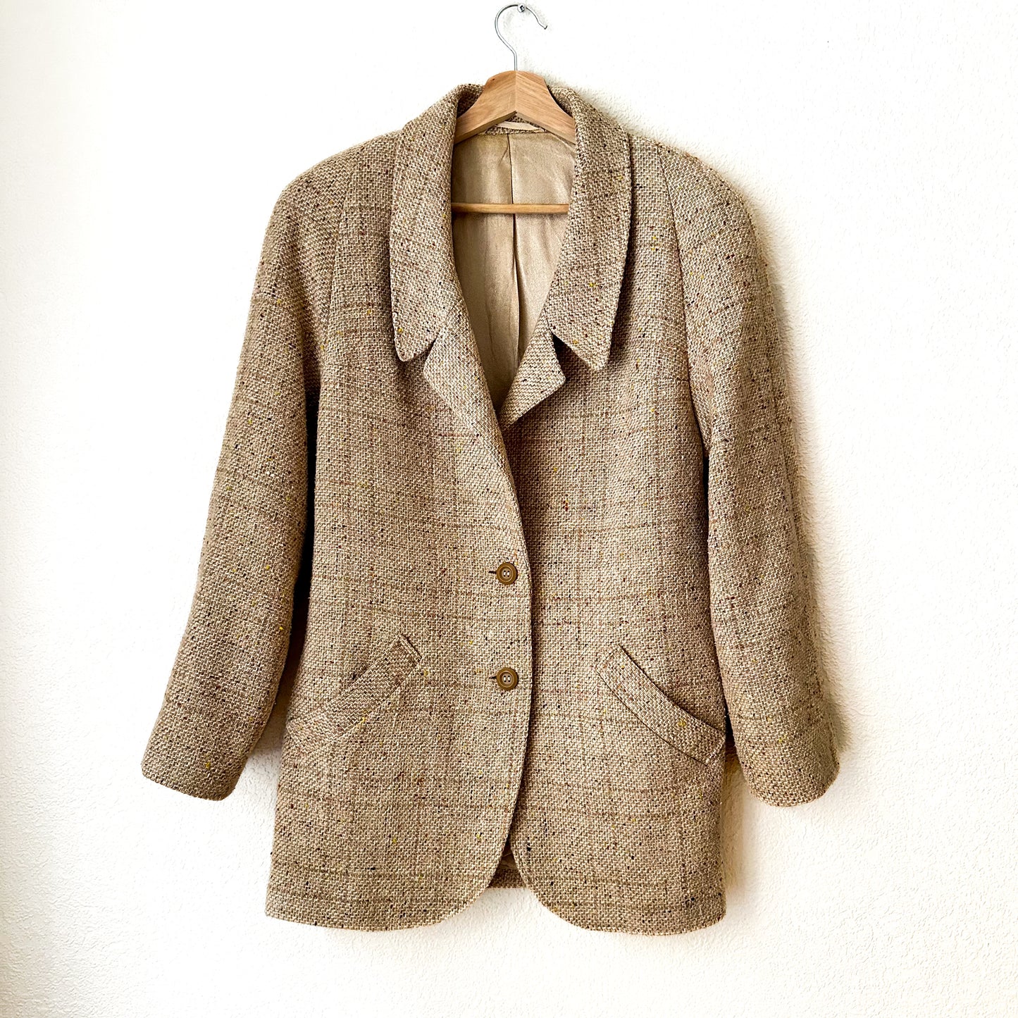 Vintage Beige Tweed Jacket - size M