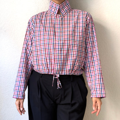 Stand collar + flap - Upcycled Shirt 70 - M,L, Cotton, checks