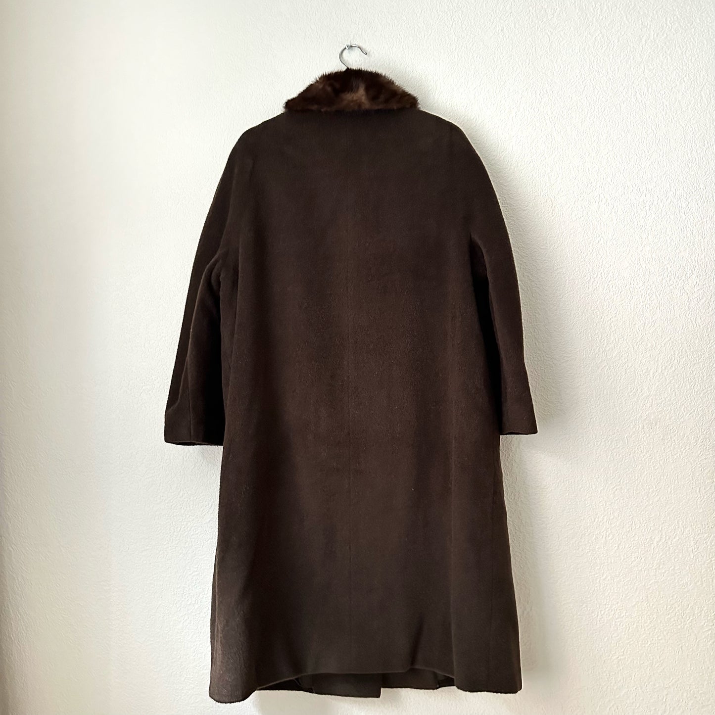 Vintage Brown Mohair Alpaca Coat - size L