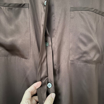 Brown Silk Polo Shirt, size S-M
