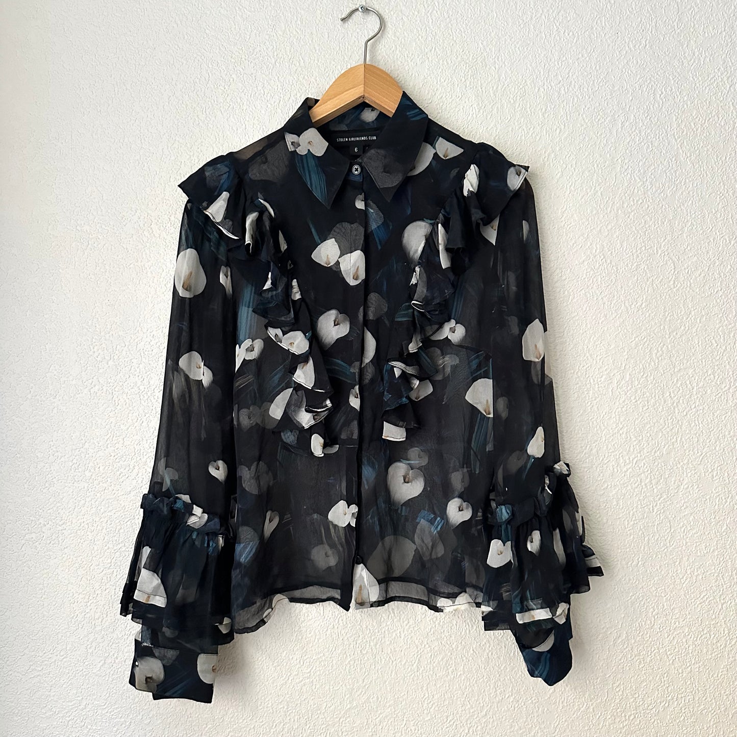 Ruffle Silk Blouse - size S
