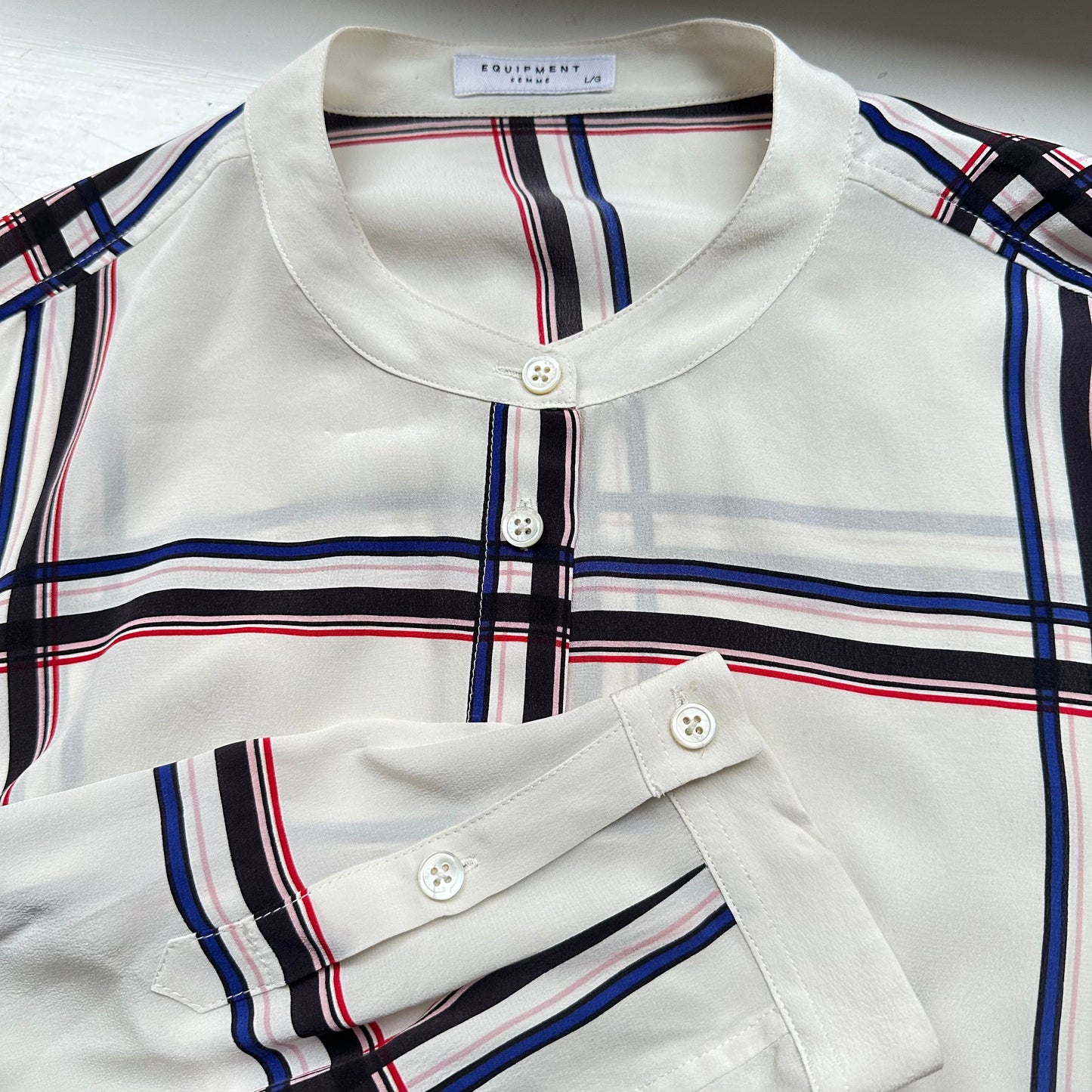 Plaid Silk Shirt - size L